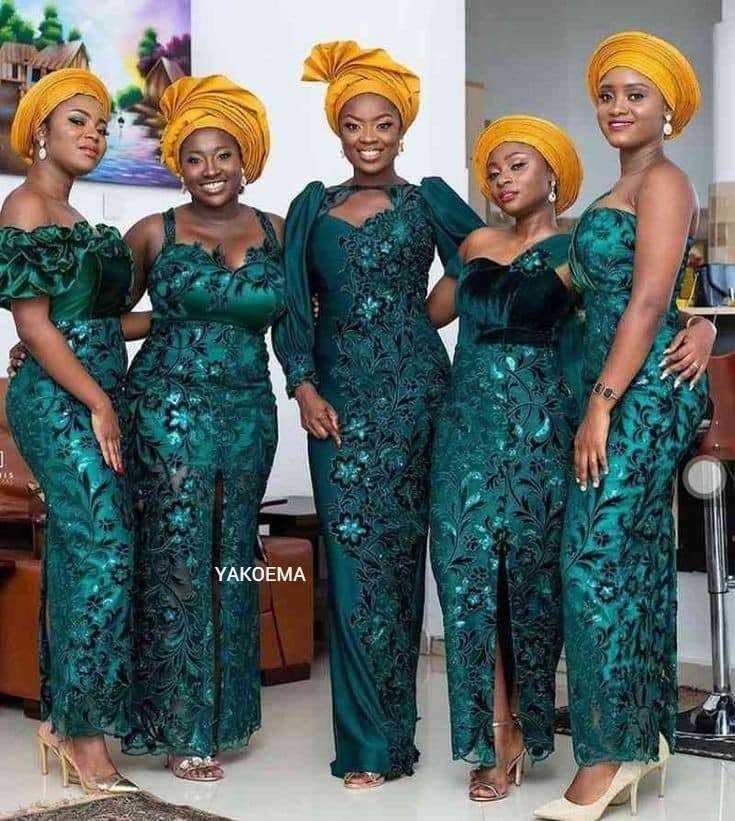 20 Green Lace Dresses & Asoebi Styles For Wedding