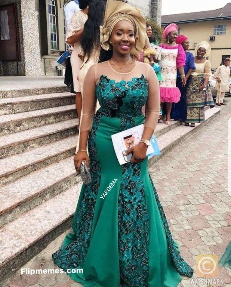 20 Green Lace Dresses & Asoebi Styles For Wedding