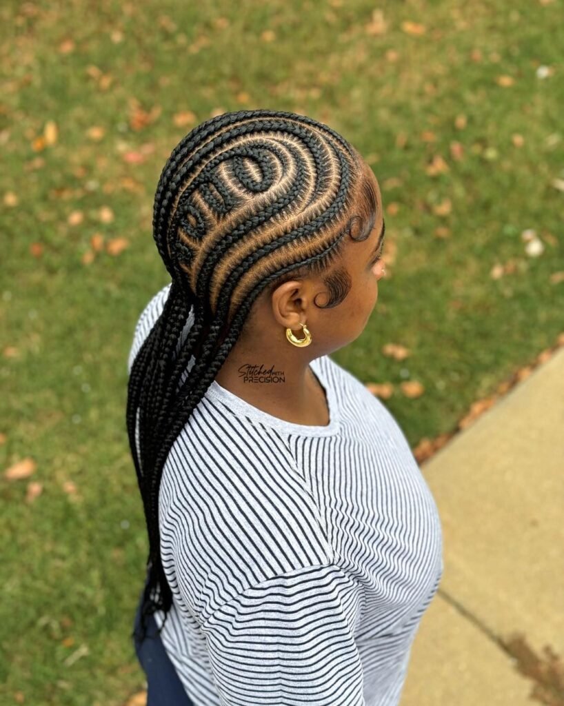 Front, Back & Side View Cornrow braid designs for women