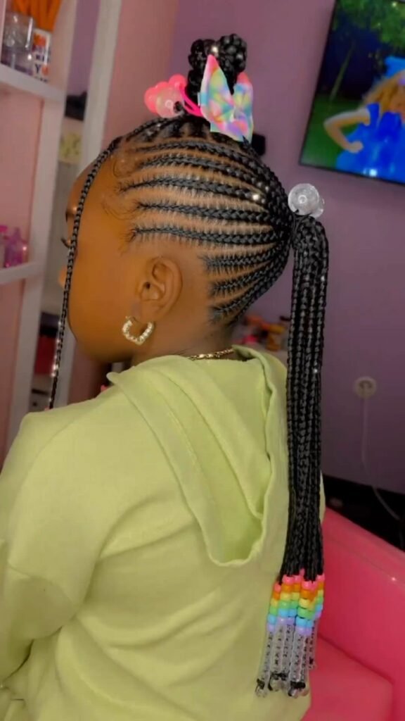 Top braided hairstyles with beads for kids and teens