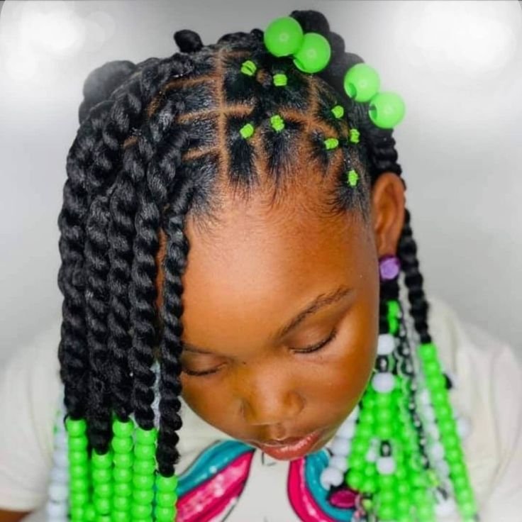 Top braided hairstyles with beads for kids and teens