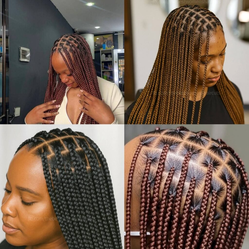 High-end African knotless braids