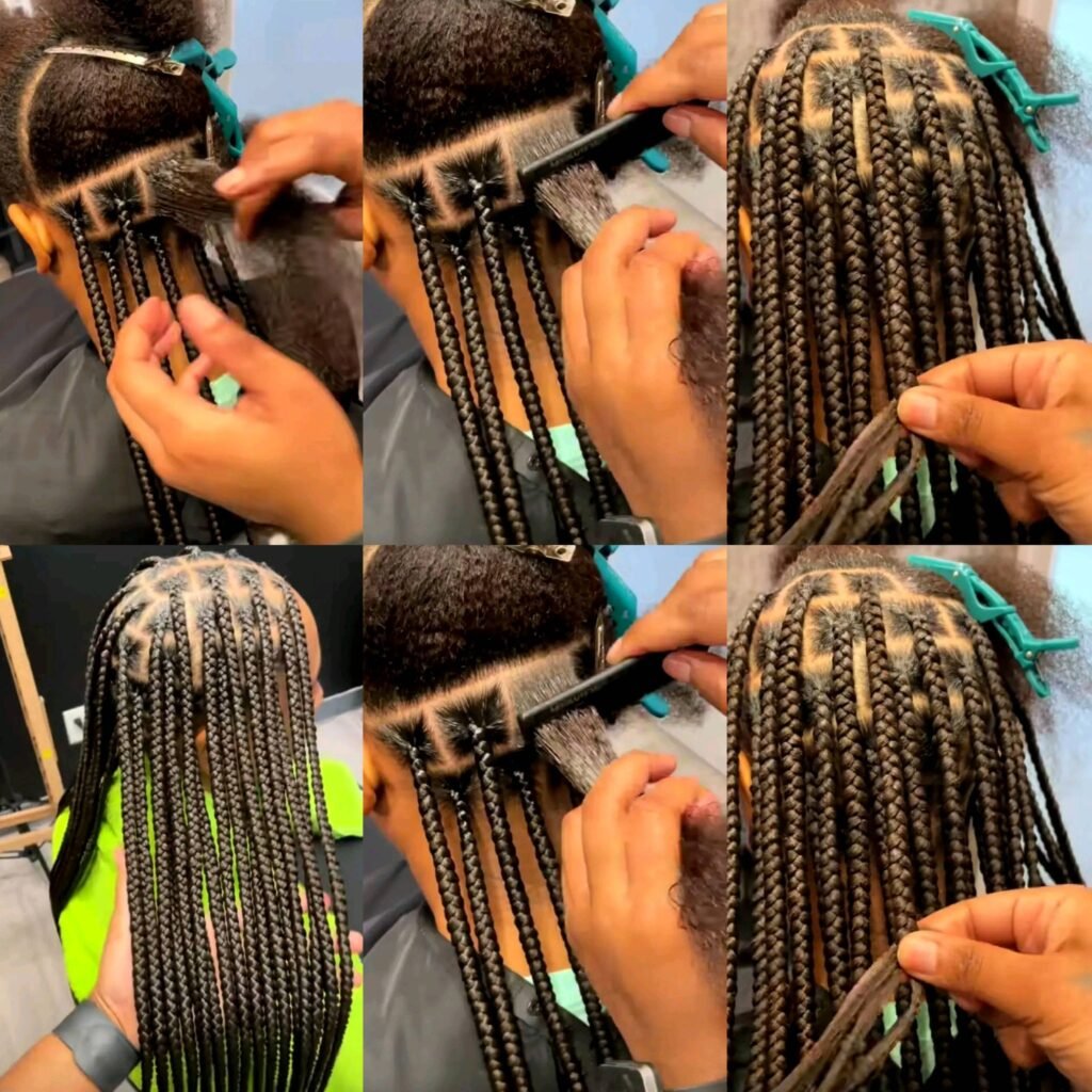 High-end African knotless braids