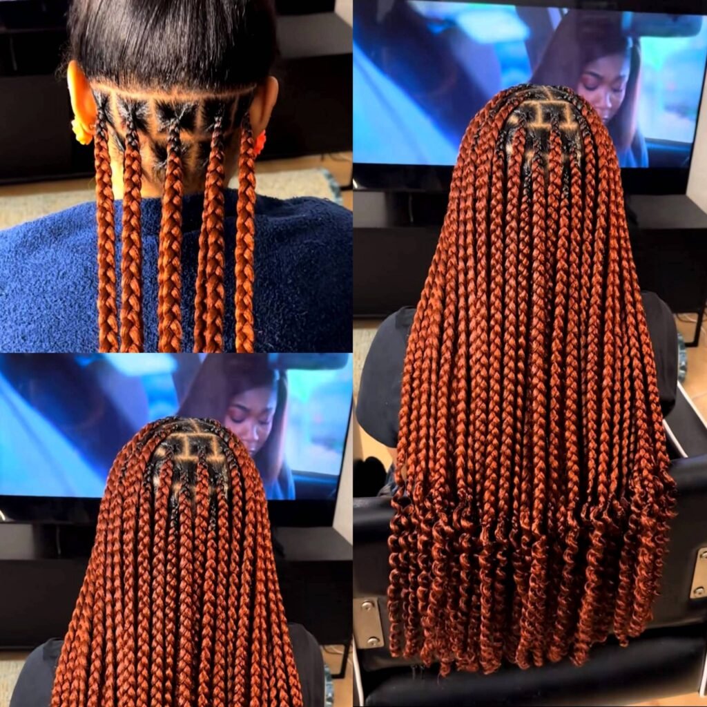 High-end African knotless braids