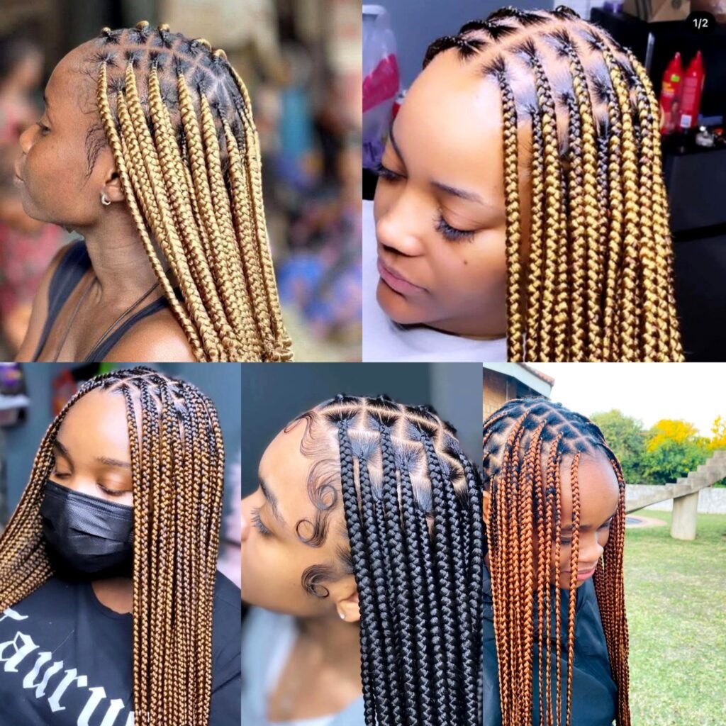 High-end African knotless braids
