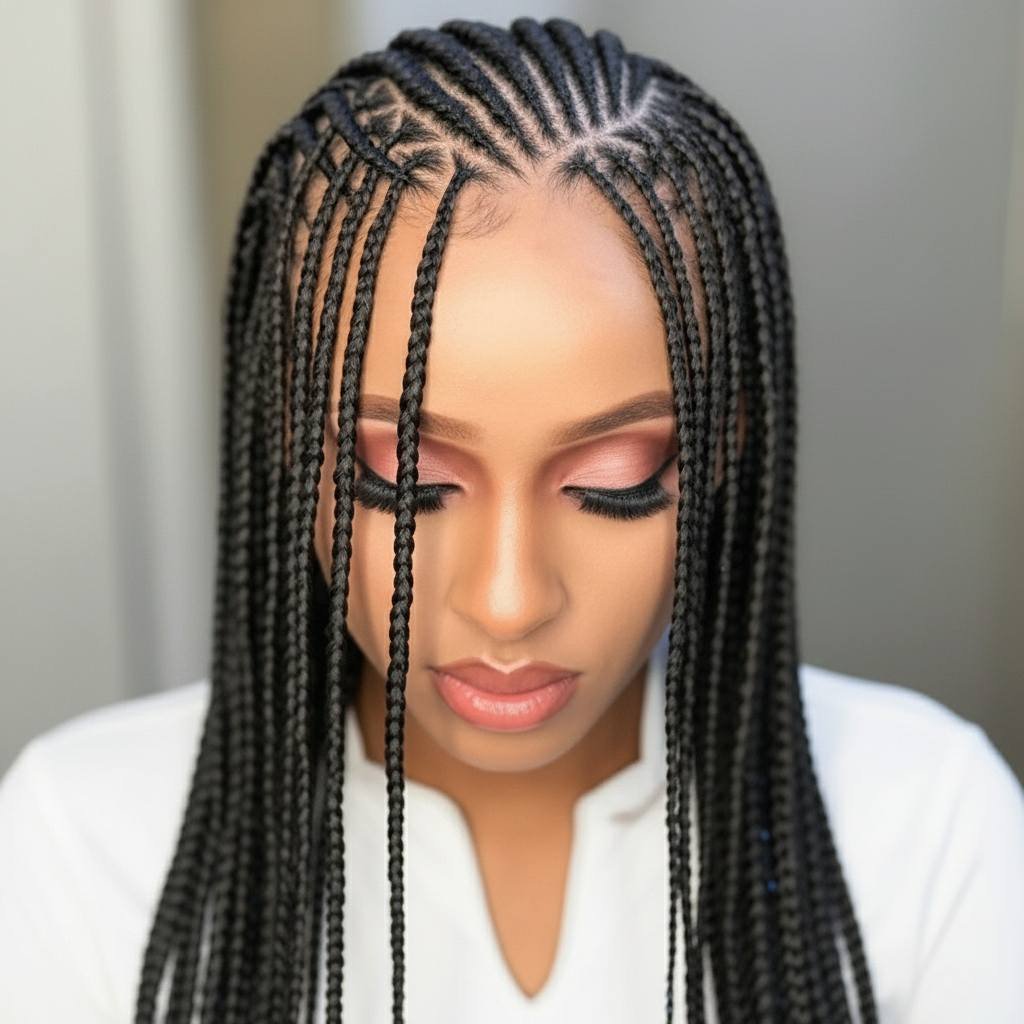 High-end African knotless braids