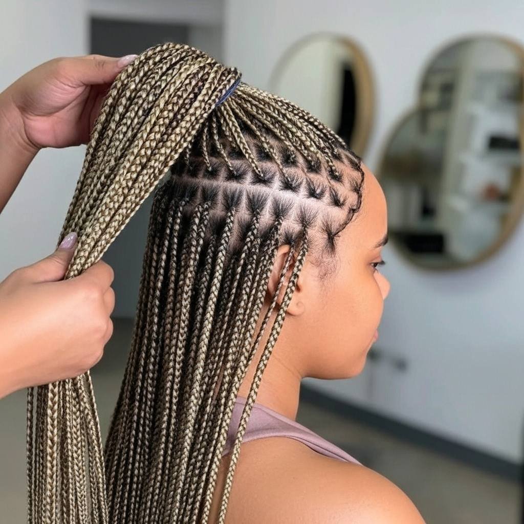 High-end African knotless braids