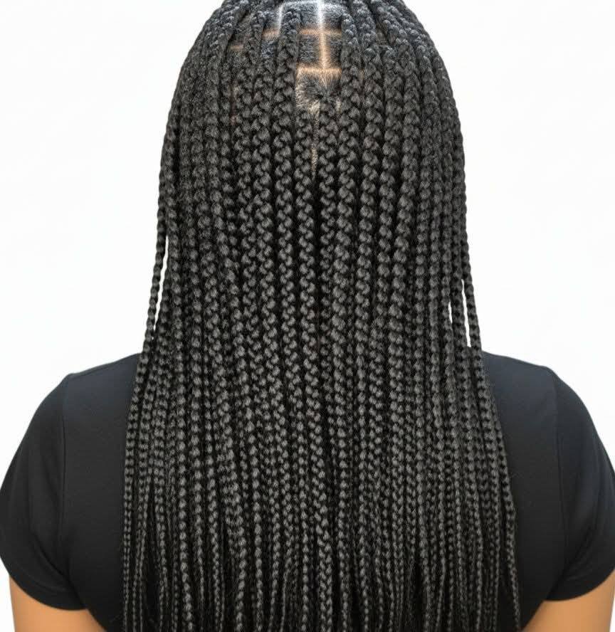 High-end African knotless braids