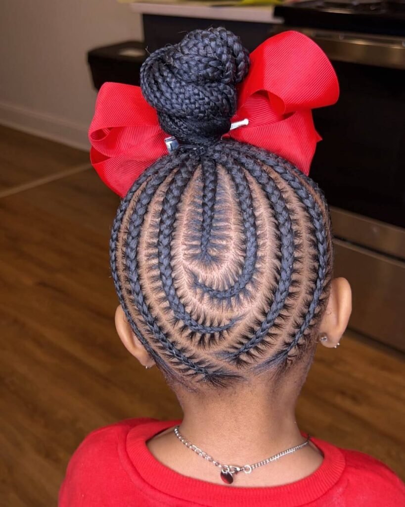 High-end kids stitch cornrows
