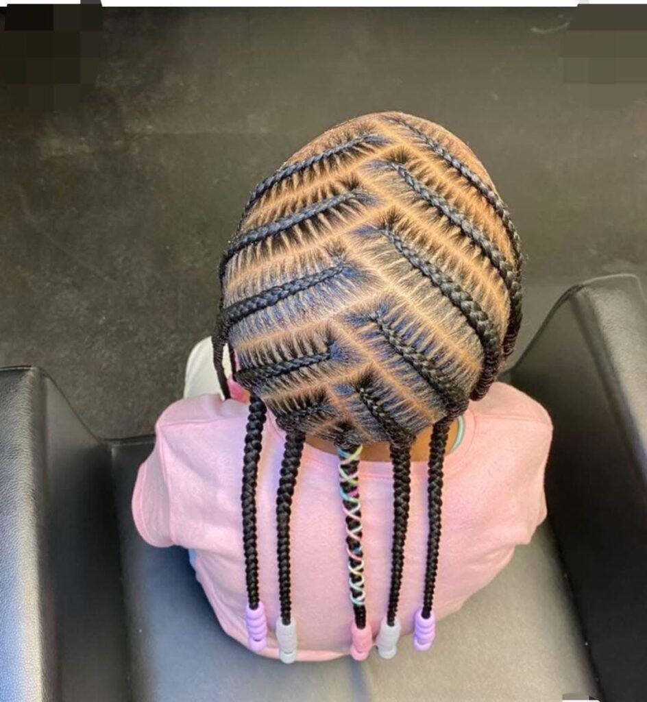 High-end kids stitch cornrows