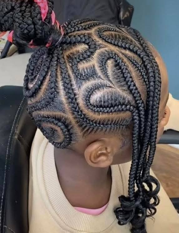 High-end kids stitch cornrows